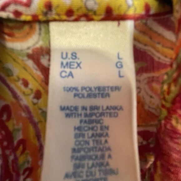 j. h. collectibles Button-Up SheerBlouse Tunic Size L Women’sBohoPaisleyFestival - Picture 2 of 13